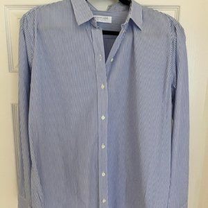 Everlane buttondown cotton blue and white striped shirt, size 12